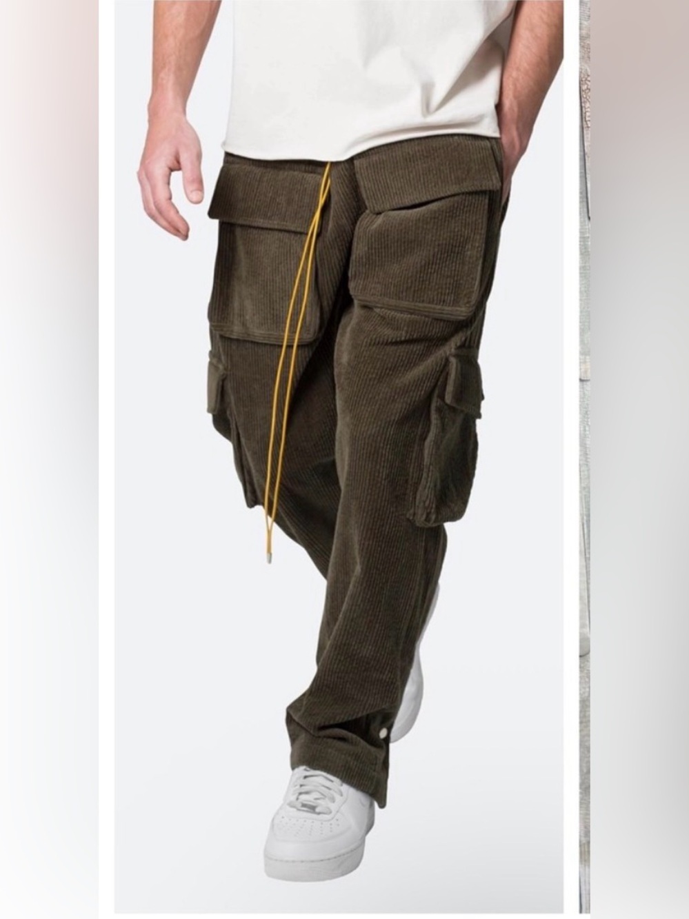 mnml Green Corduroy Snap II Cargo Pants Men’s XL Streetwear Gorpcore